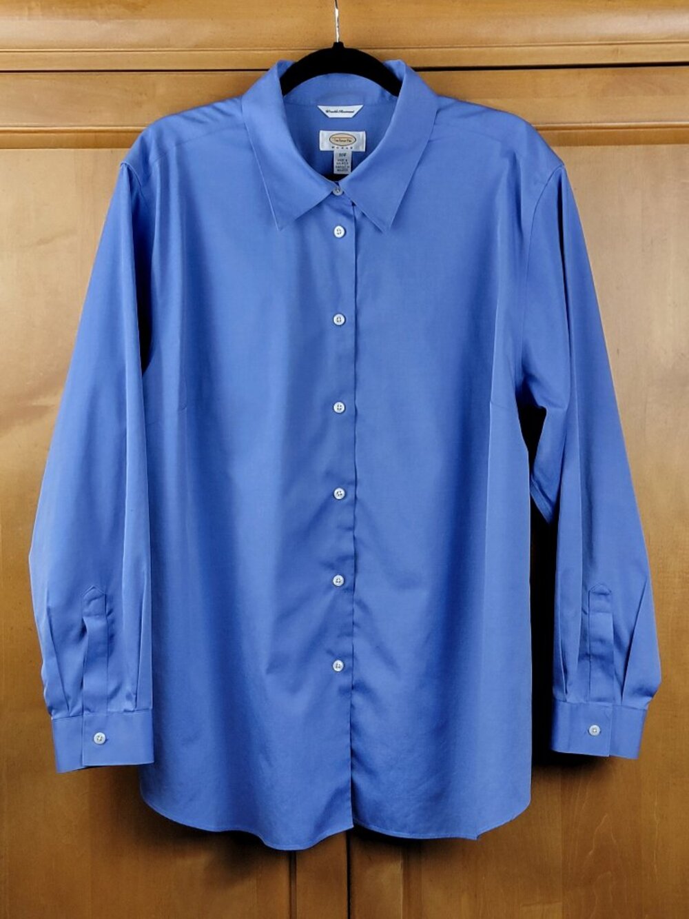 Talbots Wrinkle Resistant Long Sleeve Royal Blue 100% Cotton Blouse - 20W